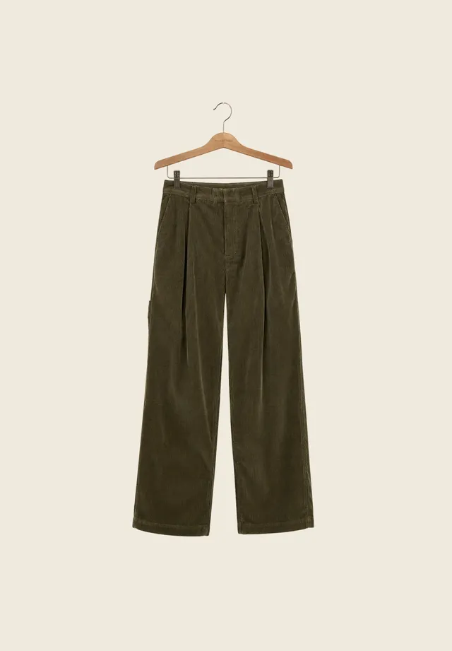 House Of Sunny Women's Shorts & Trousers CORDUROY WORKER PANTS pantaloni in velluto verde oliva