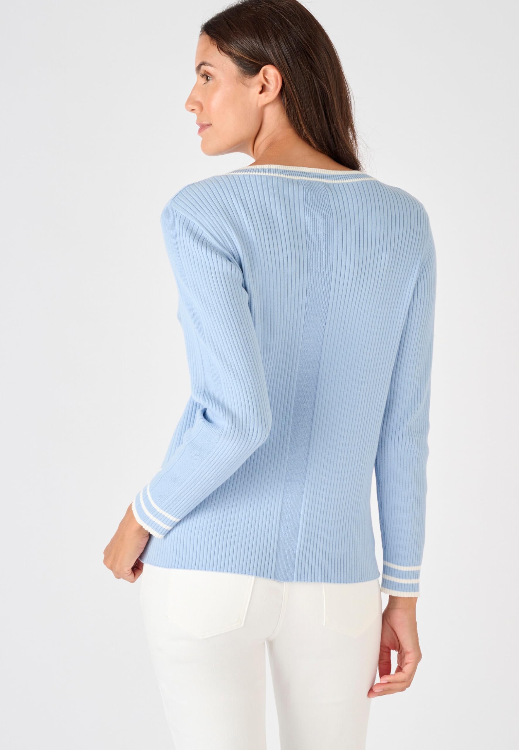Damart Prêt-à-porter Cardigan a costine piatte fantasia donna cotone