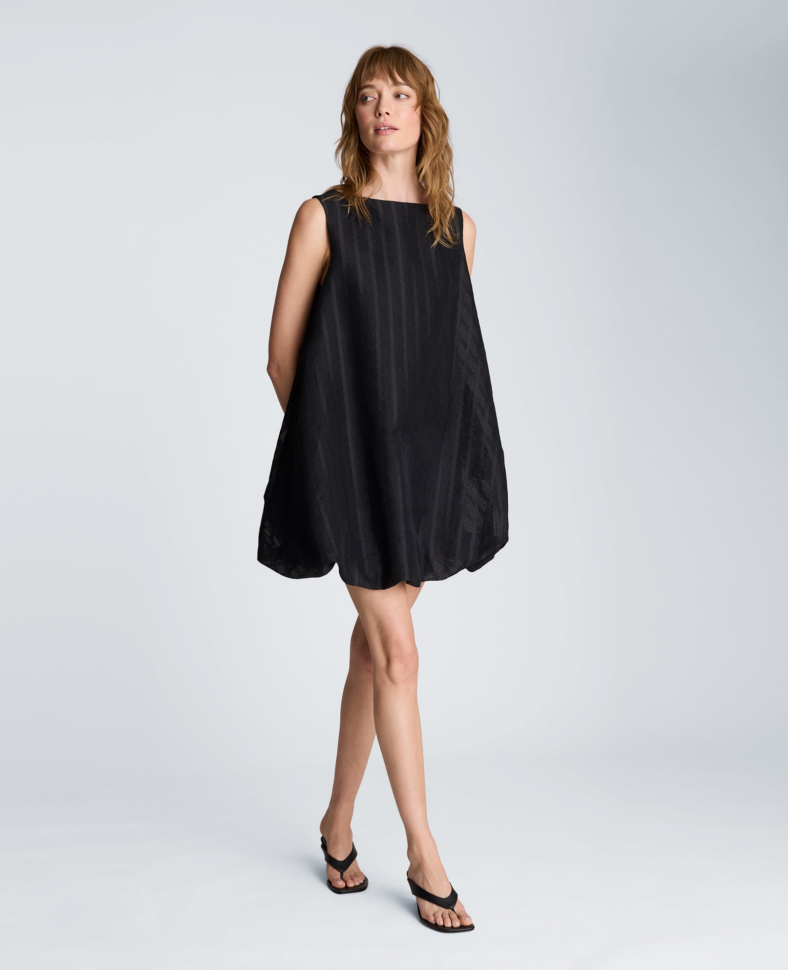 Kenneth Cole Reaction Clothing Bubble Mini Dress vestito corto nero orlo a palloncino