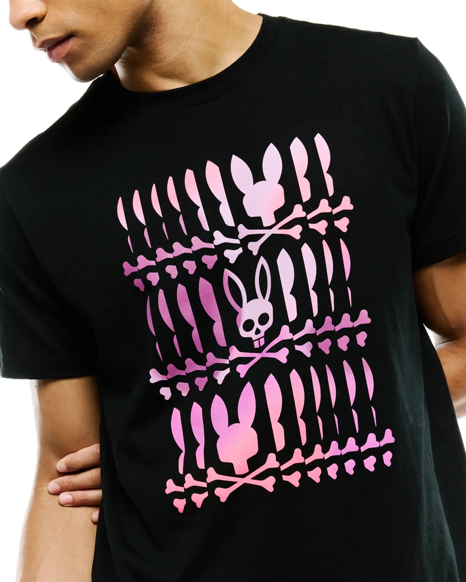 Psycho Bunny Men's Tees Lewis Pima Cotton Graphic Tee t-shirt nera in cotone Pima