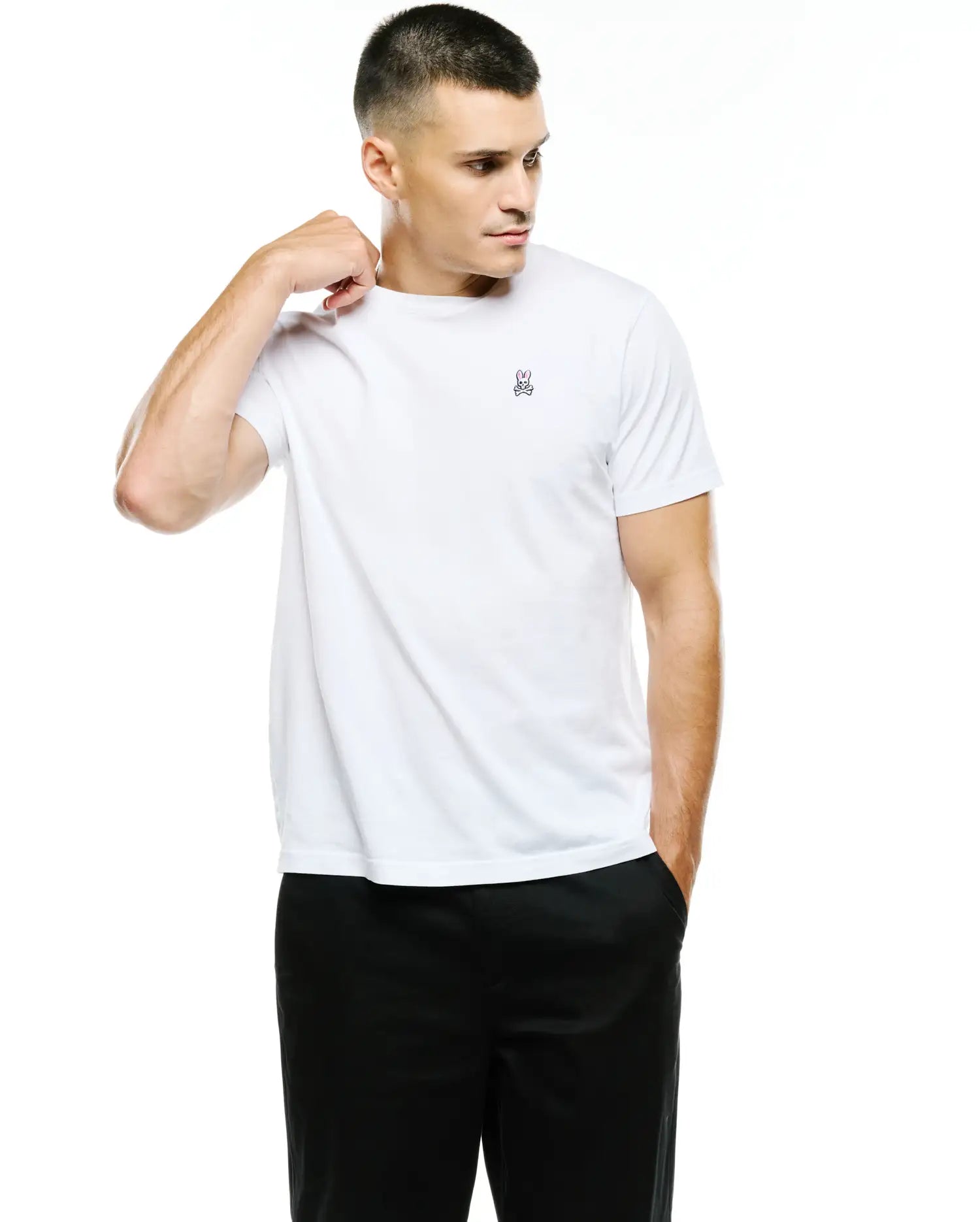 Psycho Bunny Men's Tees Classic Crew Neck Tee B6U014CRPC maglietta bianca XXS