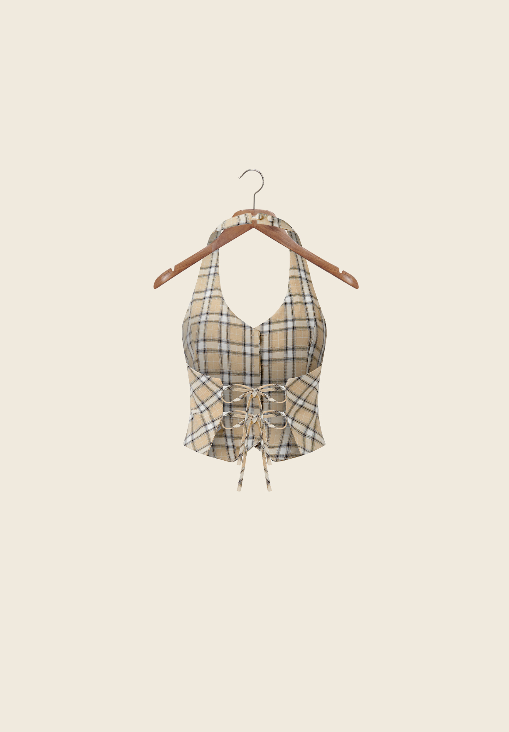 House Of Sunny Womens Tops SLOANE CHECK WAISTCOAT gilet halter a quadri
