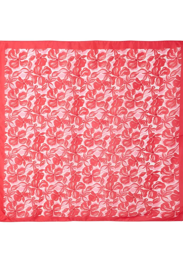 Damart Accessori Sciarpa floreale in seta sciarpa rossa 90 x 90 cm