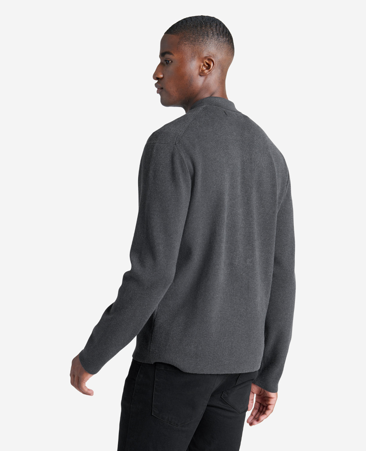 Kenneth Cole Reaction Clothing Long Sleeve Polo Sweater maglione polo antracite mezza zip