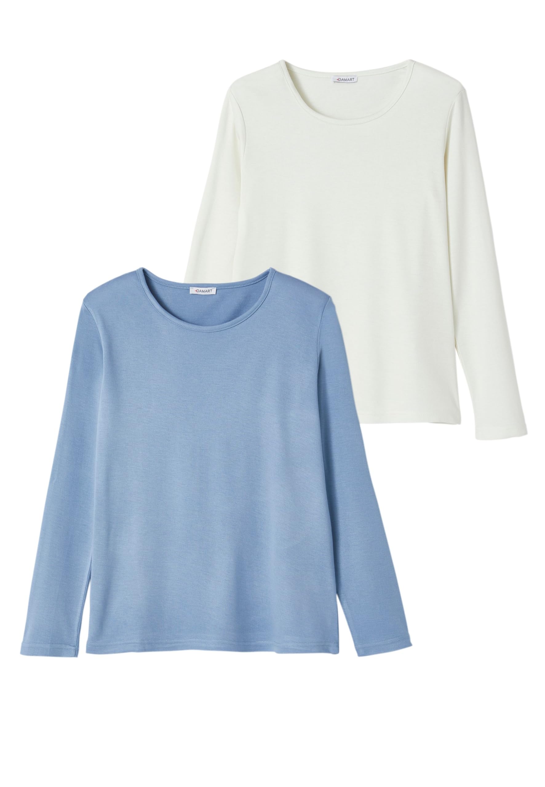 Damart Prêt-à-porter set di 2 magliette donna a collo alto nero e grigio melange
