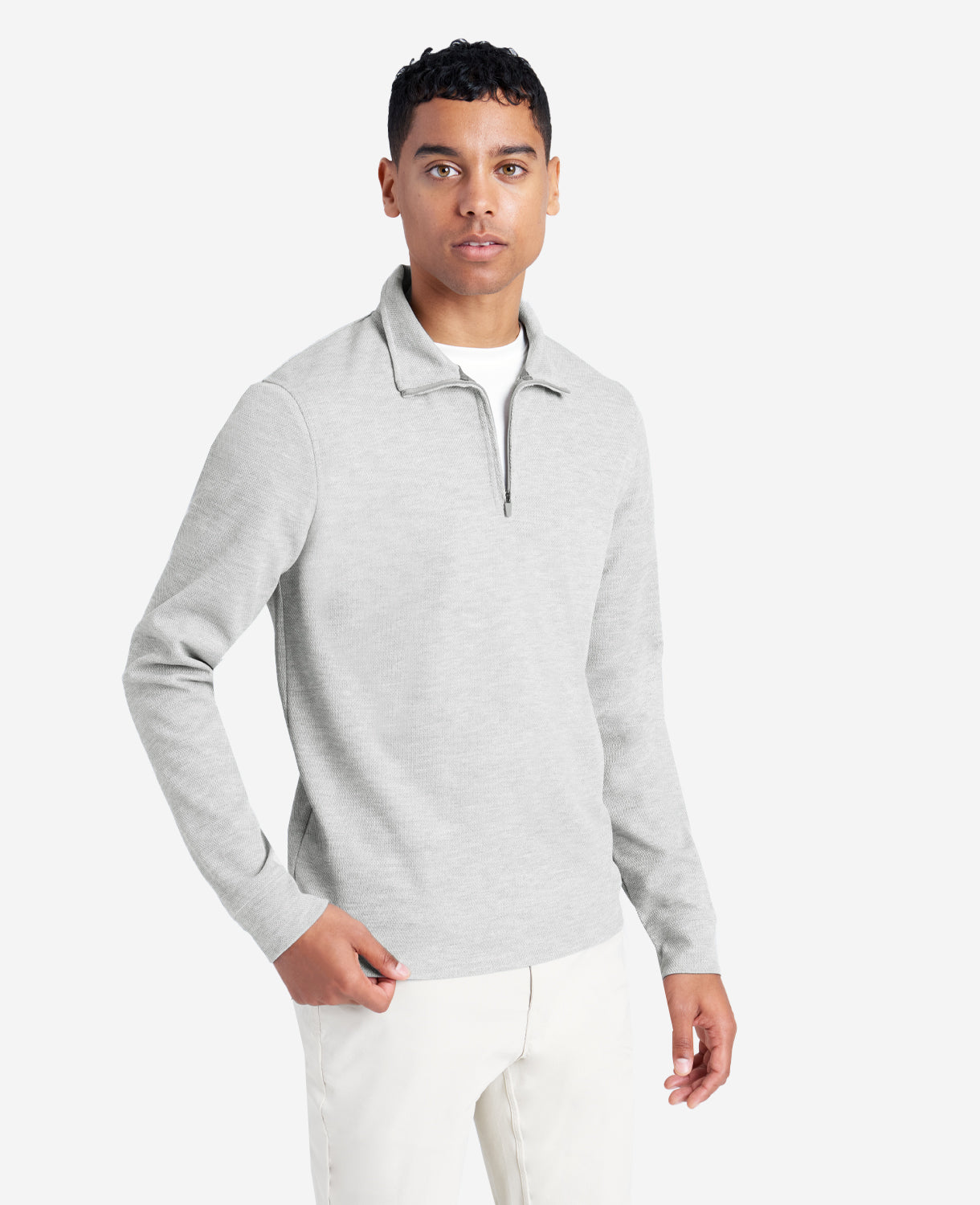 Kenneth Cole Reaction Sport Quarter-Zip Knit Pullover pullover grigio traspirante