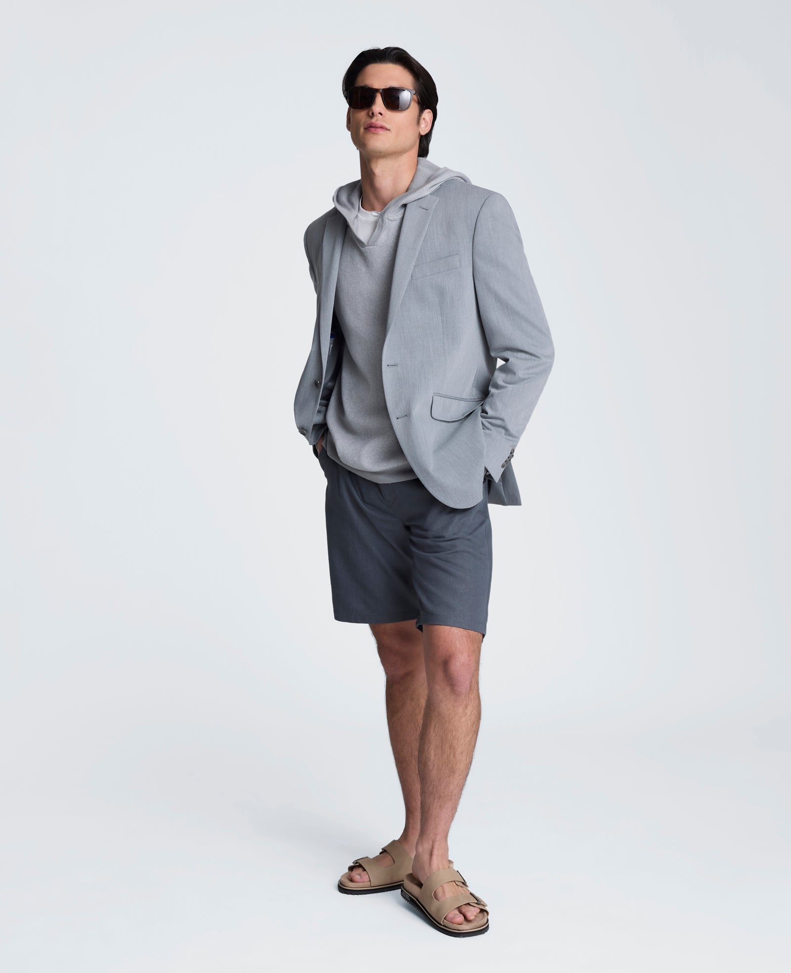 Kenneth Cole Reaction Clothing Sweater Hoodie felpa grigio bianco S