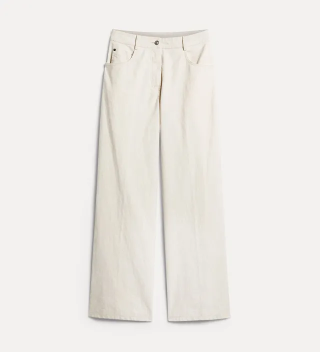 Forte pantaloni 15337 jeans wide leg bianchi effetto velluto