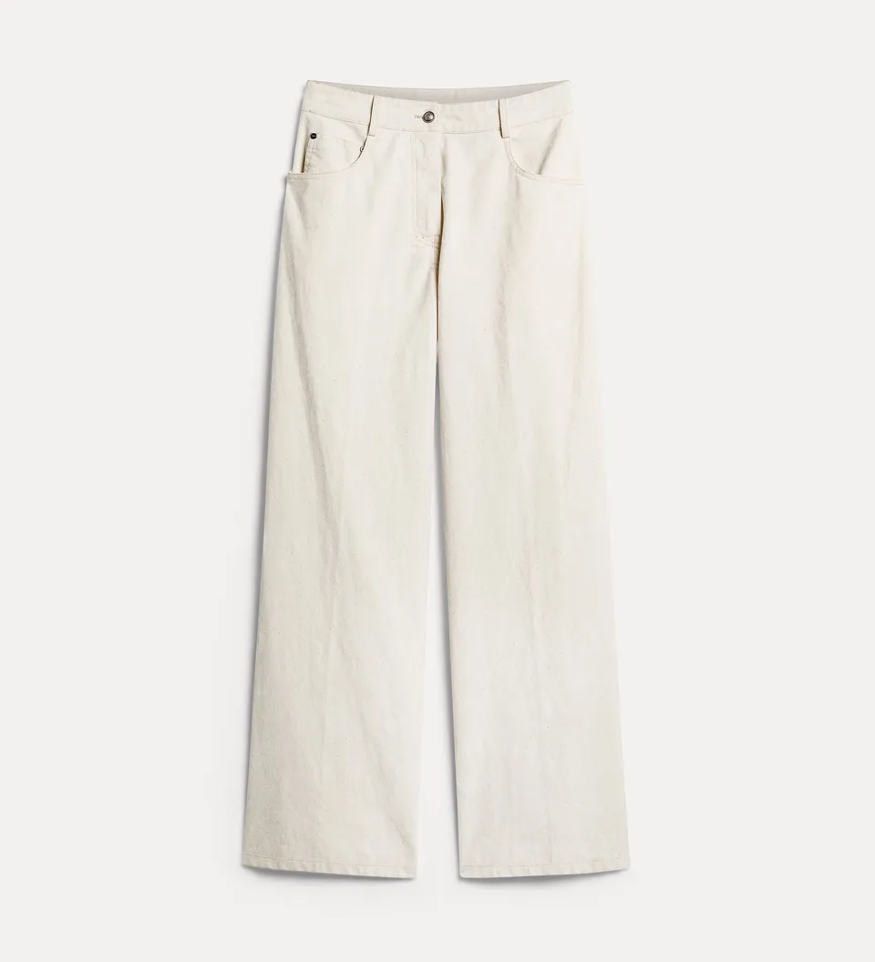 Forte pantaloni 15337 jeans wide leg bianchi effetto velluto