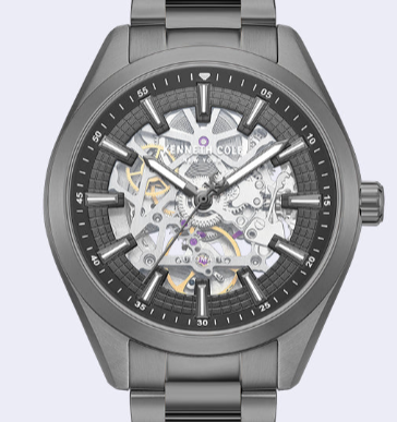 Kenneth Cole Reaction Watches Skeleton Automatic Bracelet Watch Orologio Uomo Grigio 5 ATM