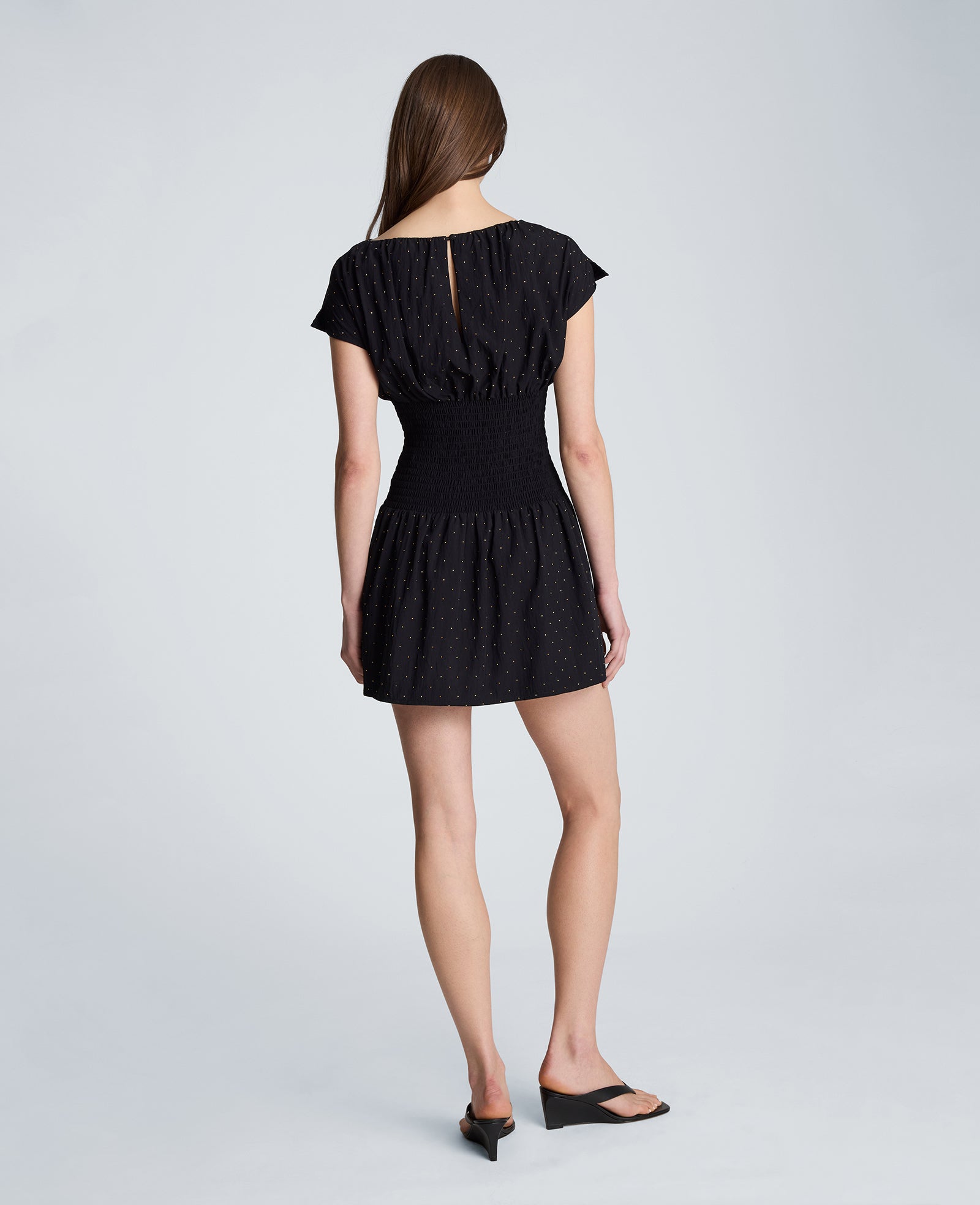 Kenneth Cole Reaction Smocked Waist Mini Dress abito nero