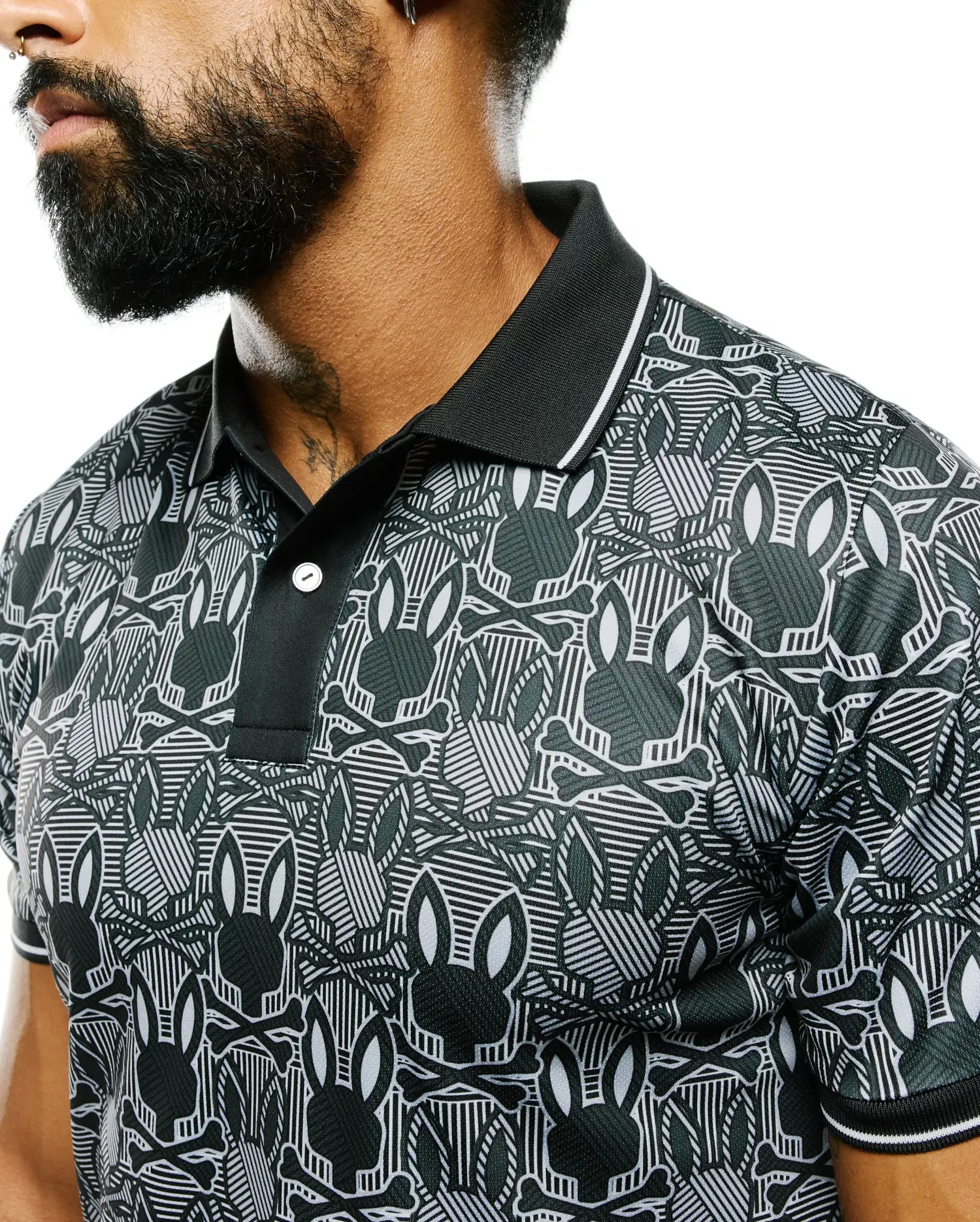 Psycho Bunny Men's Polos Reeves Bunny Sport polo nera slim fit