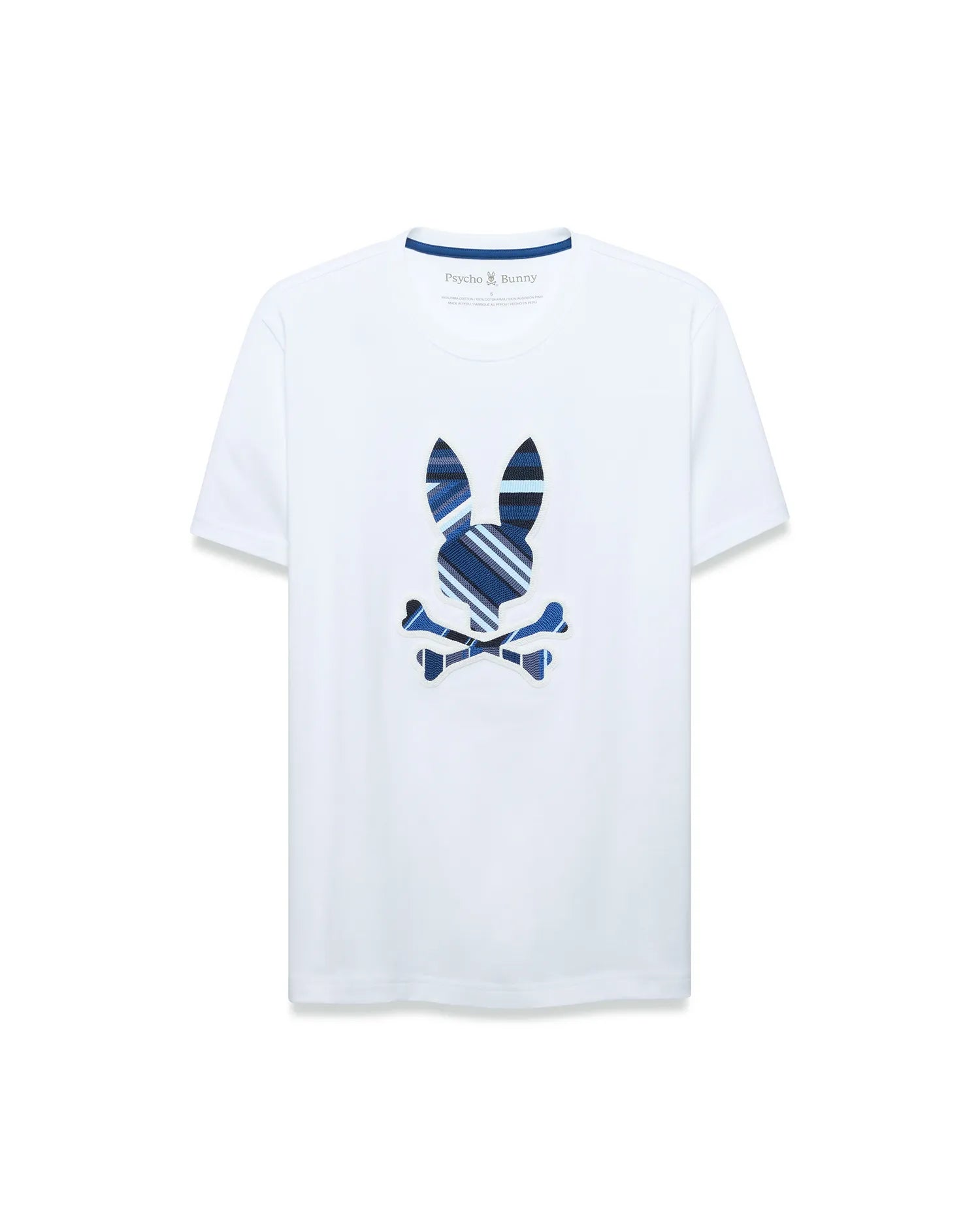 Psycho Bunny Men's Tees Drew Graphic Tee T-shirt bianca in cotone Pima