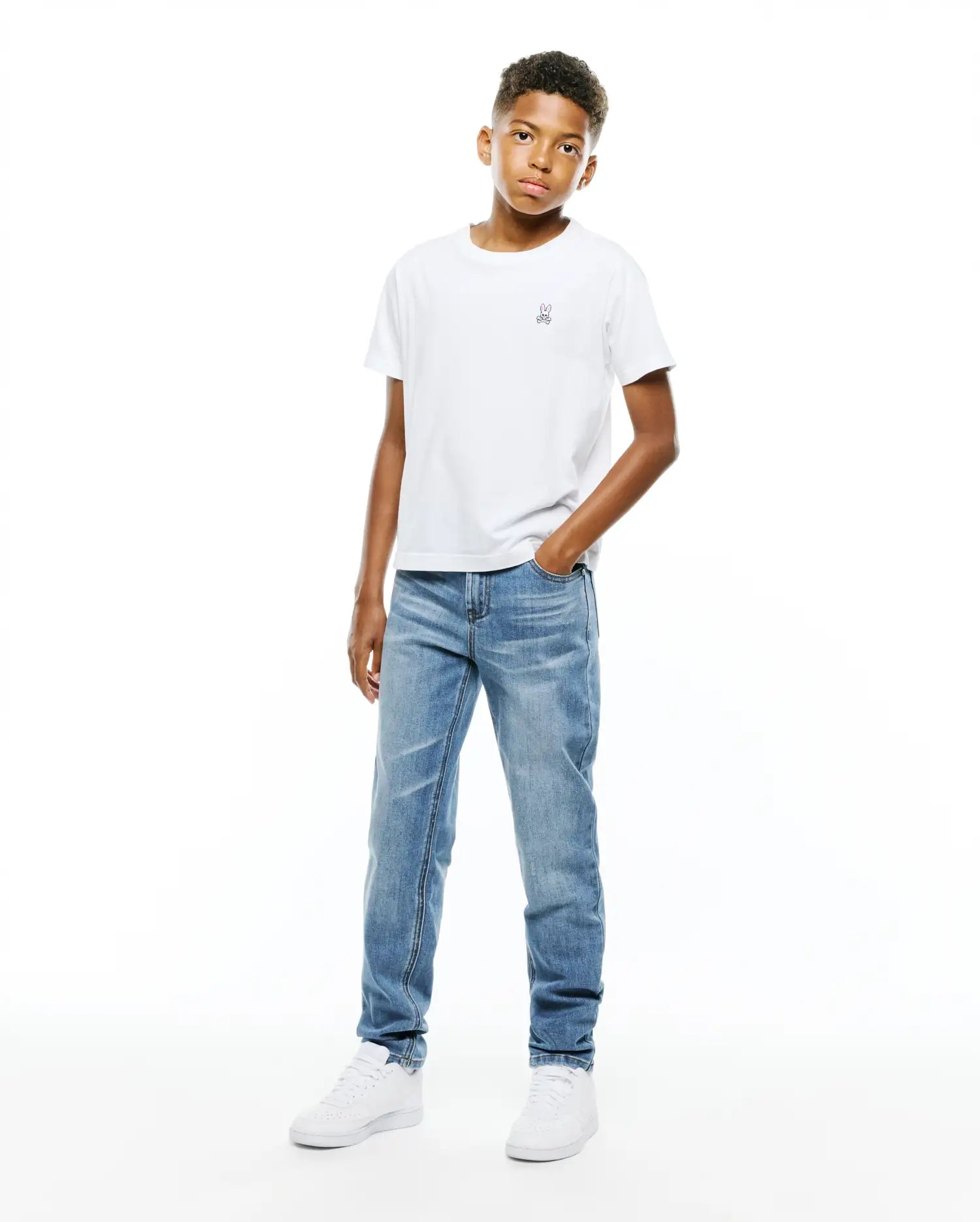 Psycho Bunny Kids Bottoms Emerson Slim Fit Jean jeans bambino lavaggio chiaro elasticizzati