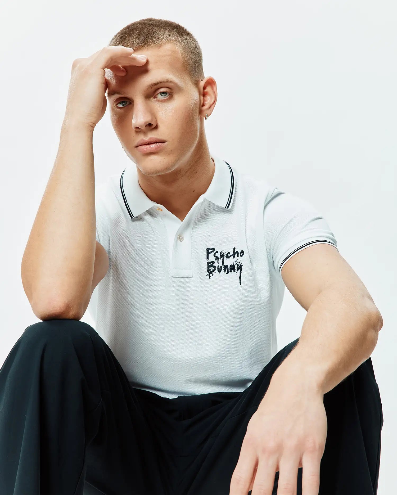 Psycho Bunny Men's Polos Duncan Pique Polo polo bianca cotone Pima