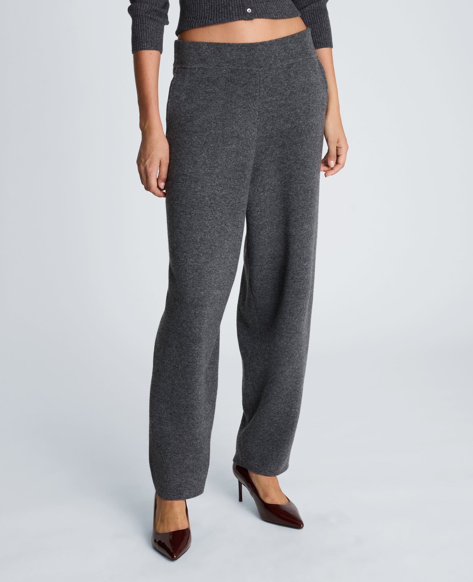 Kenneth Cole Reaction Clothing Barrel Leg Sweater Pull On Pant grigi lana cashmere