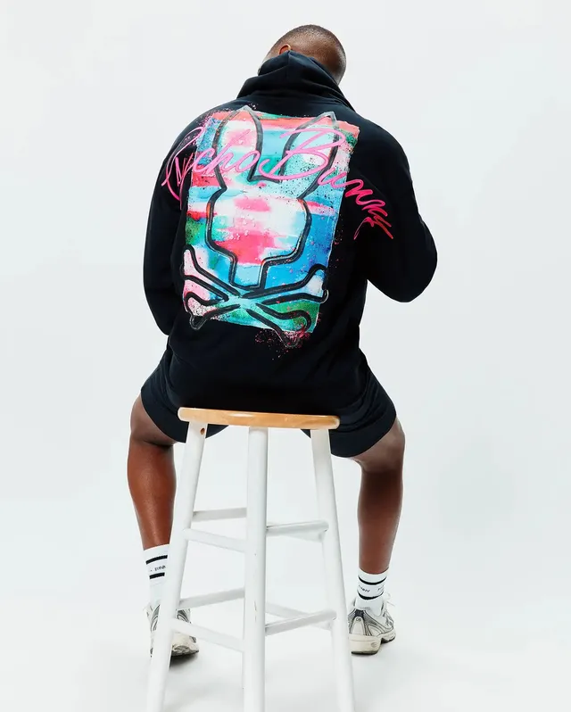 Psycho Bunny Men's Sweatshirts & Hoodies Isaac Print felpa con cappuccio nera