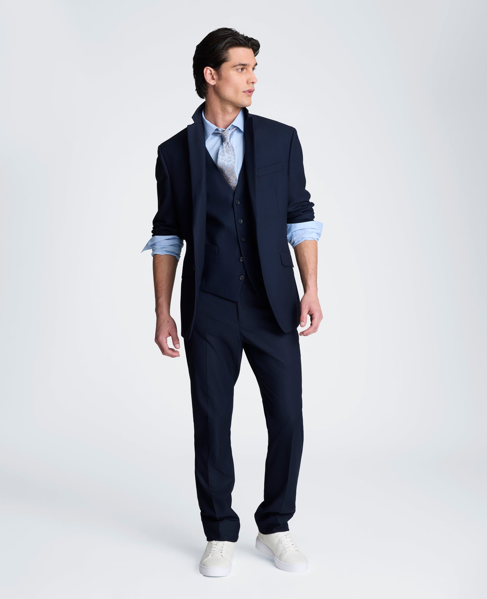 Kenneth Cole Reaction Clothing Stretch Suit Separate Pant pantaloni navy elasticizzati