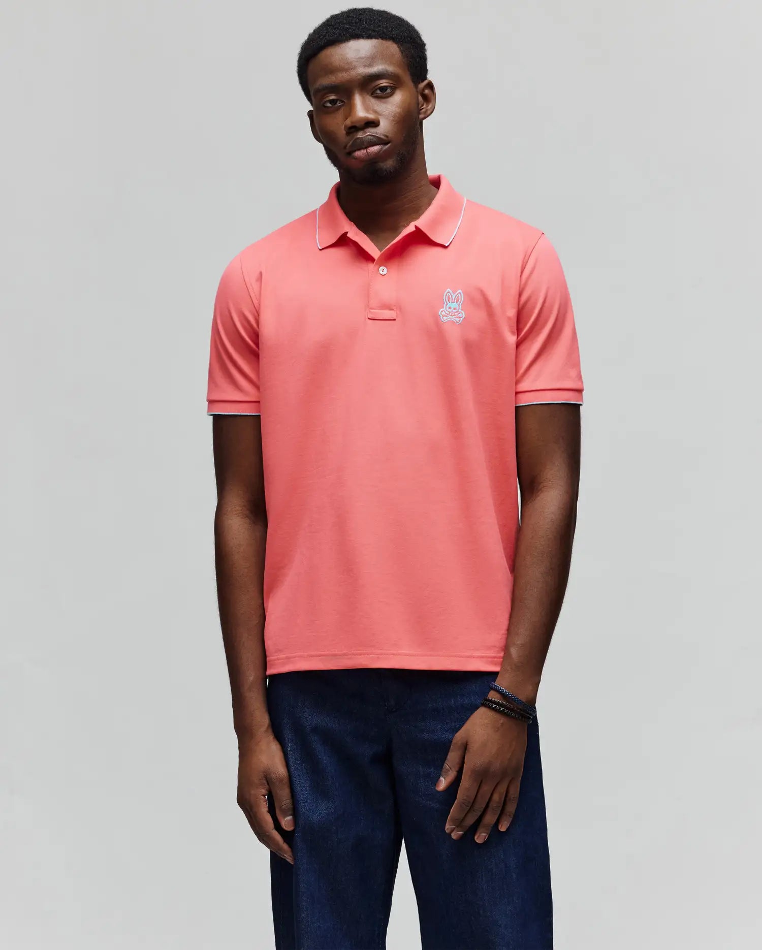 Psycho Bunny Men's Polos Lachlan Pique polo uomo corallo sunkissed vestibilità regular