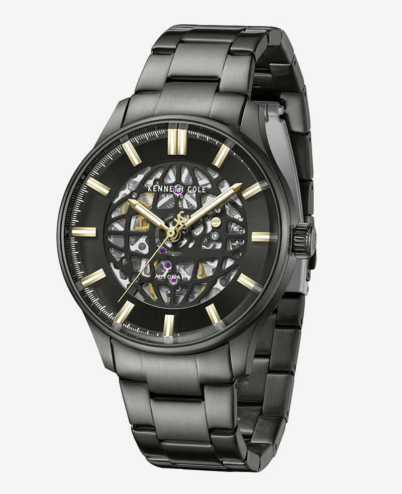 Kenneth Cole Reaction Watches Skeleton Automatic Gun Metal orologio automatico
