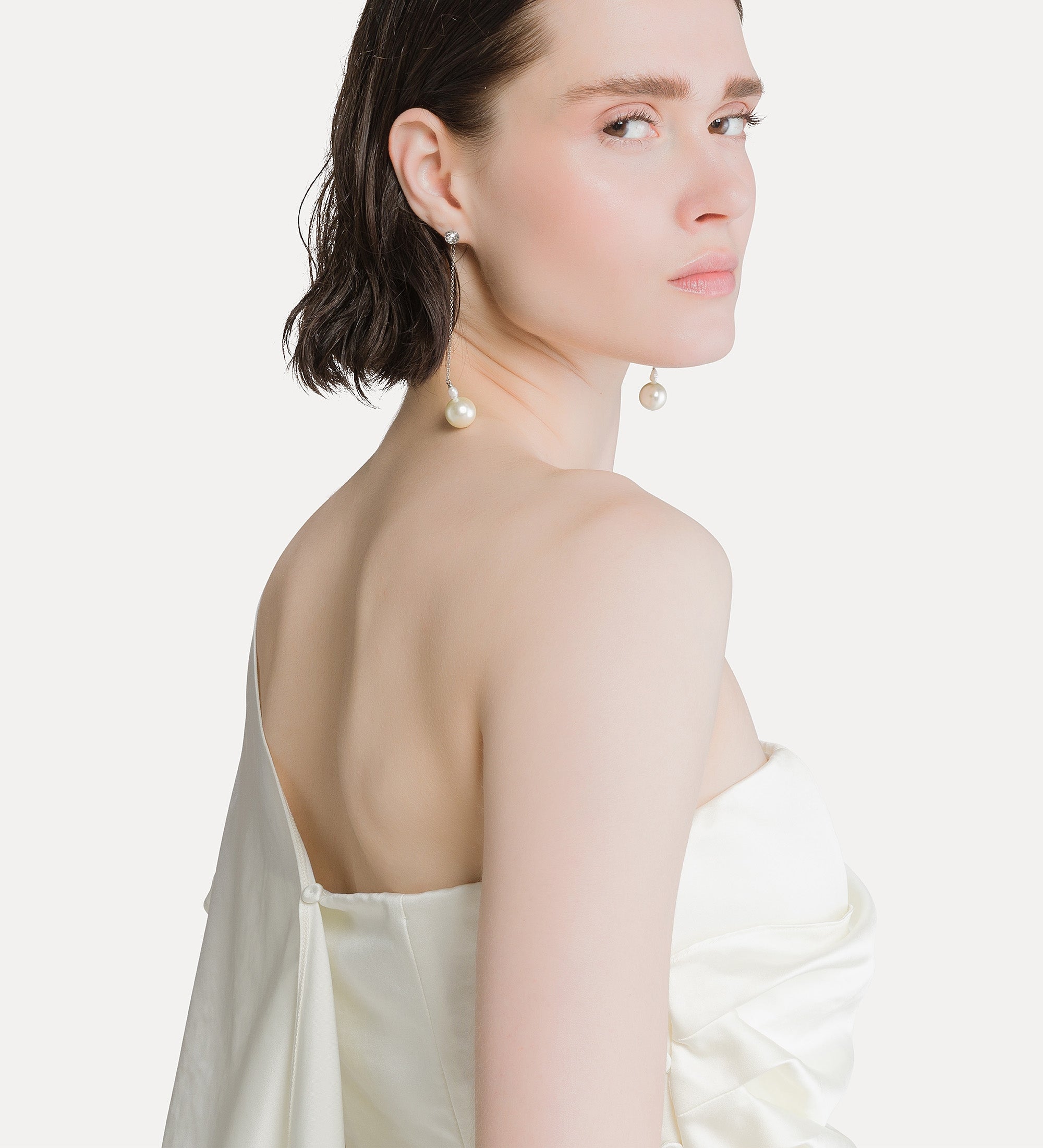 Forte top duchesse monospalla bianco con stola removibile