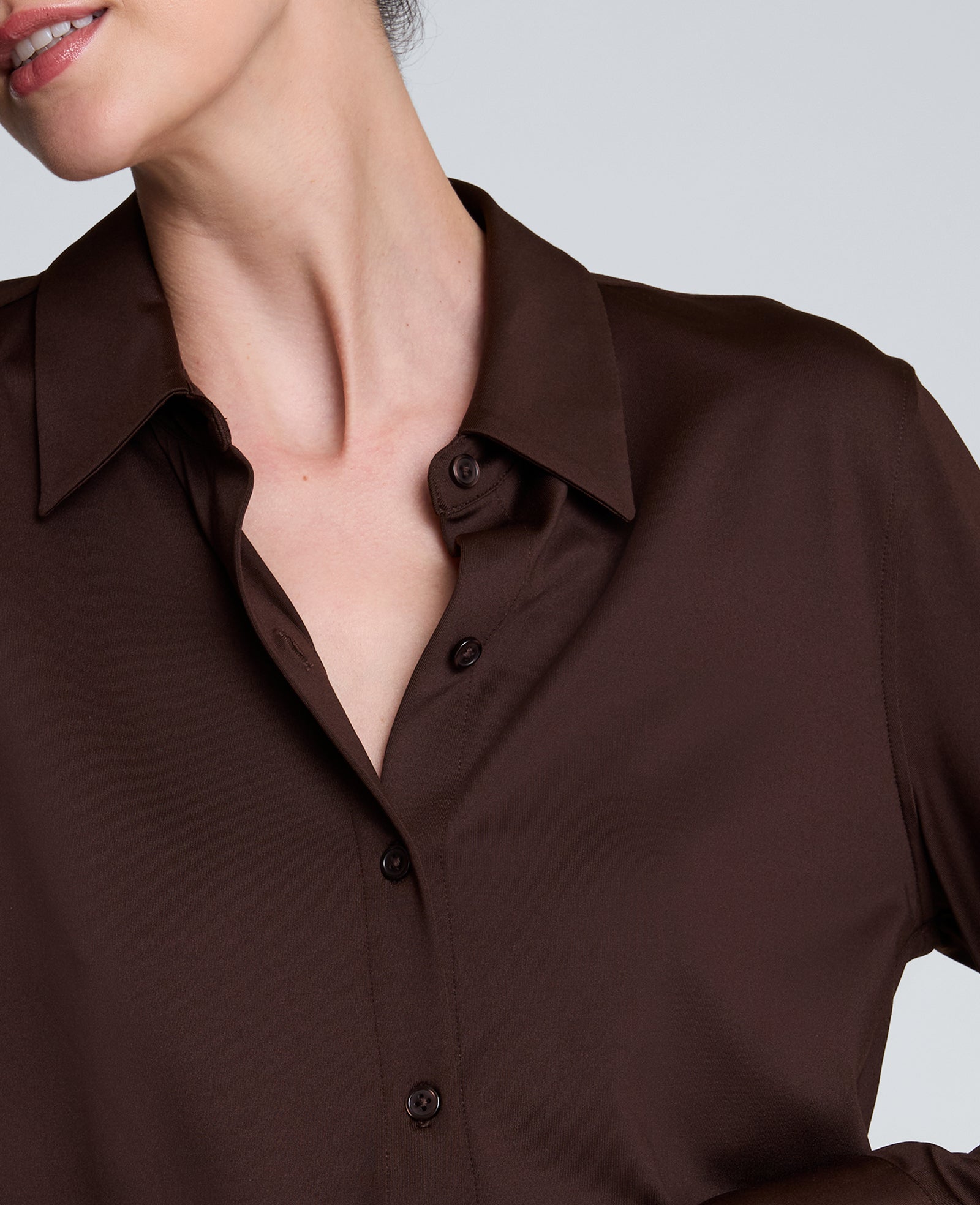 Kenneth Cole Reaction Clothing Front Button Shirt camicia marrone in Metro Knit