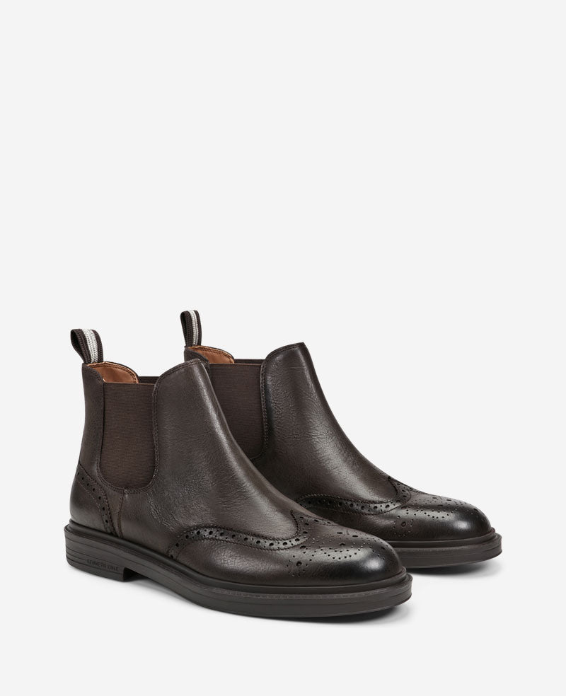 Kenneth Cole Reaction Shoes Frank Double Gore Wingtip Chelsea Boot stivaletti mocha