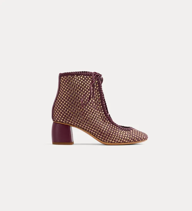 Forte scarpe stivaletti Chic in nappa intrecciata color ruggine