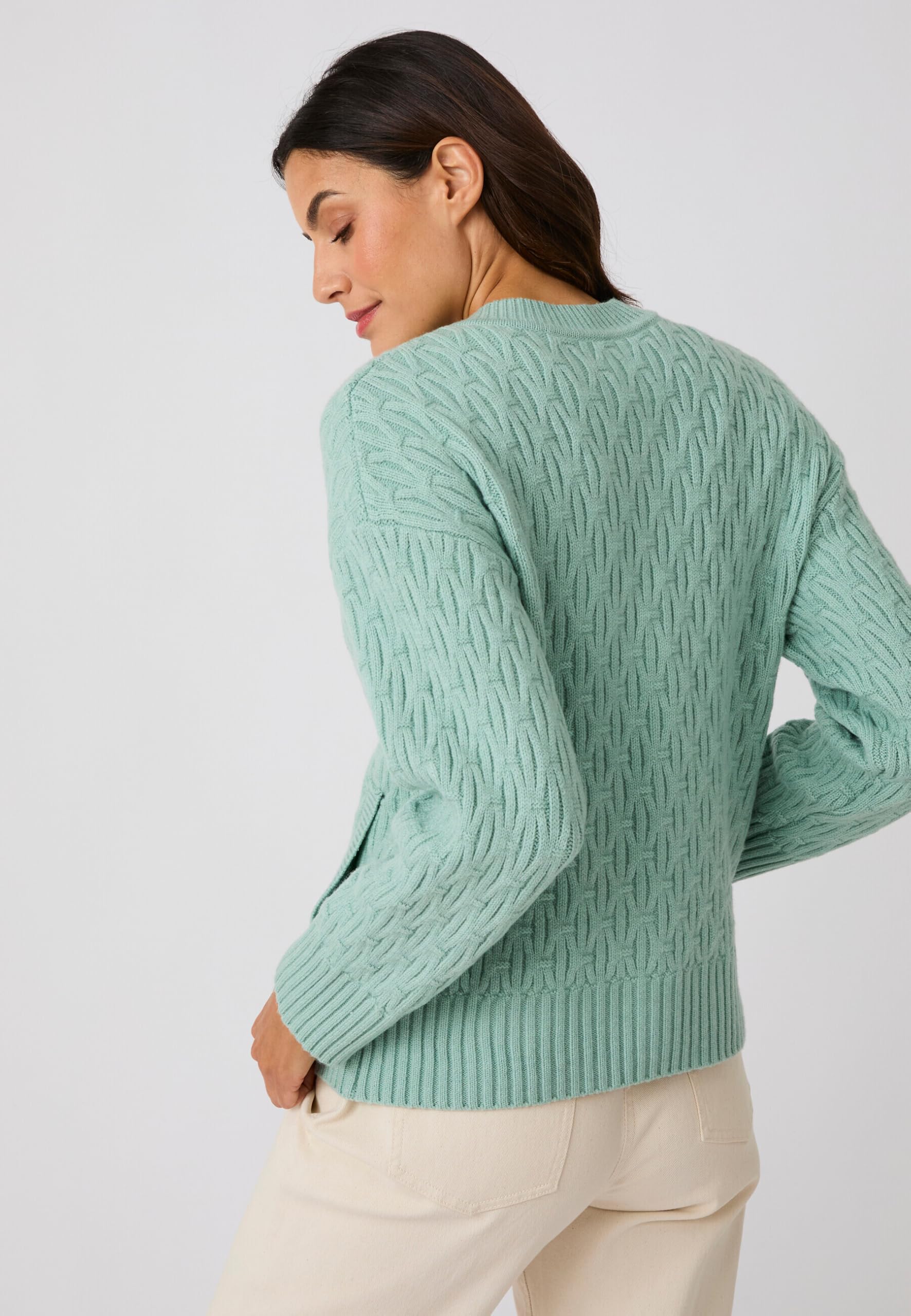 Damart Thermolactyl cardigan donna blu verde acqua con tasche