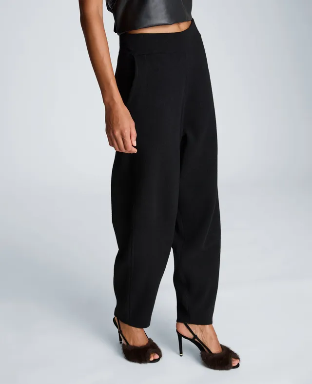 Kenneth Cole Reaction Clothing Barrel Leg Sweater Pull On Pant pantaloni neri lana cashmere