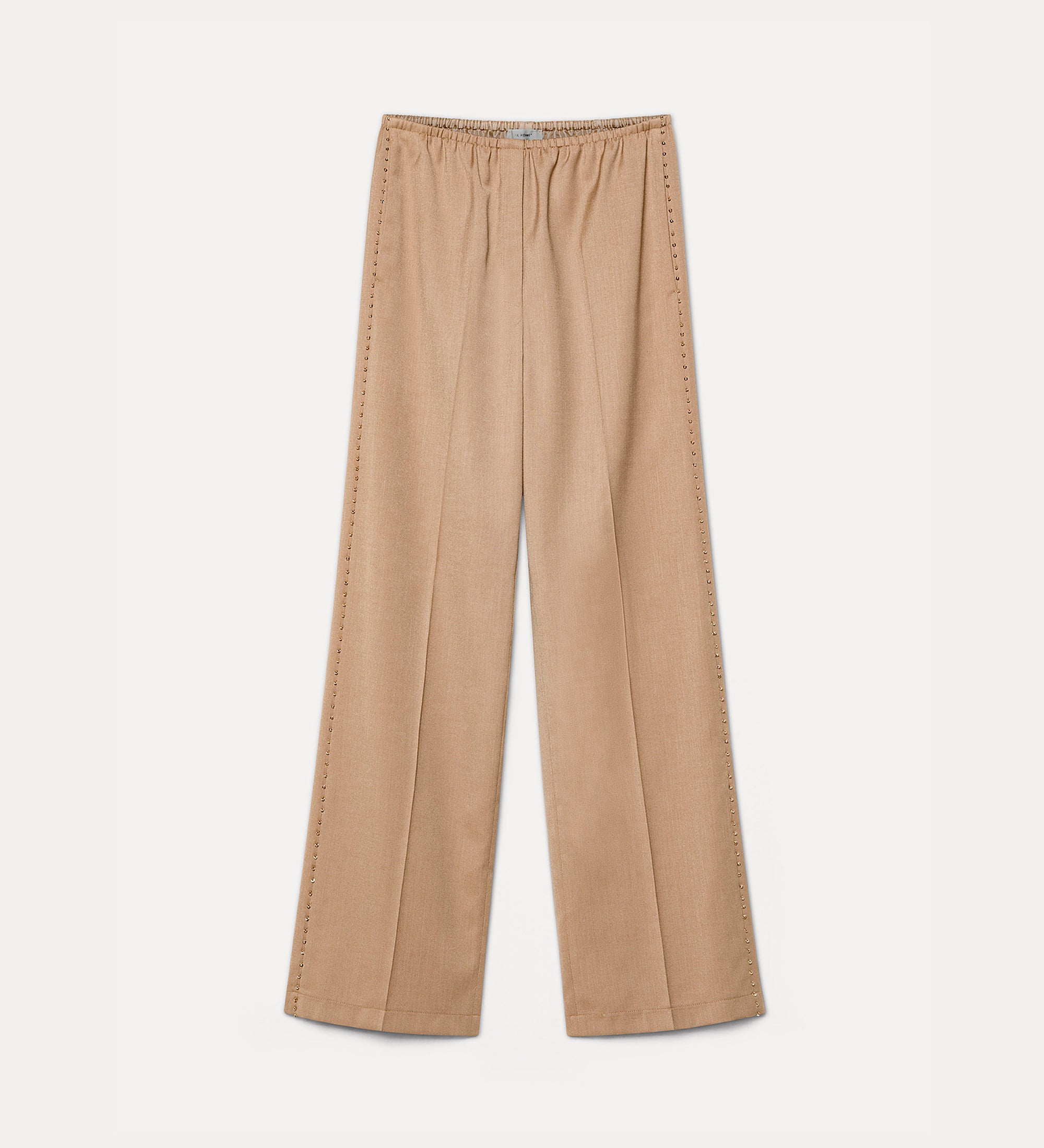 Forte pantaloni embroidered trousers in grain de poudre mandorla pantaloni ricamati