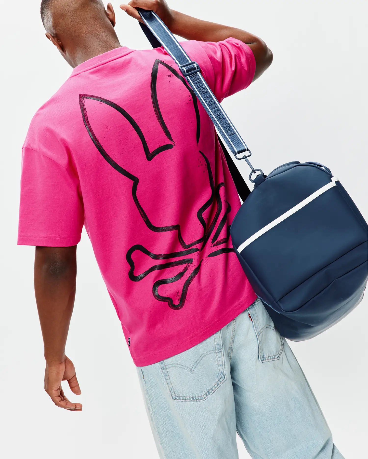 Psycho Bunny Men's Tees Duncan Oversized Tee T-shirt rosa oversize