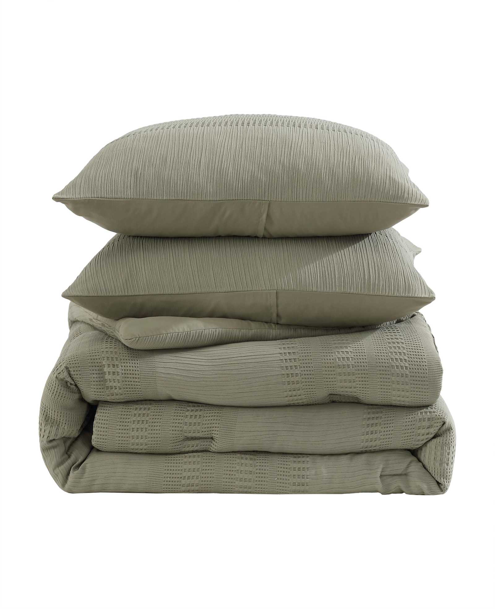 Kenneth Cole Reaction Home & Bedding Variegated Waffle Comforter Set trapunta verde Twin