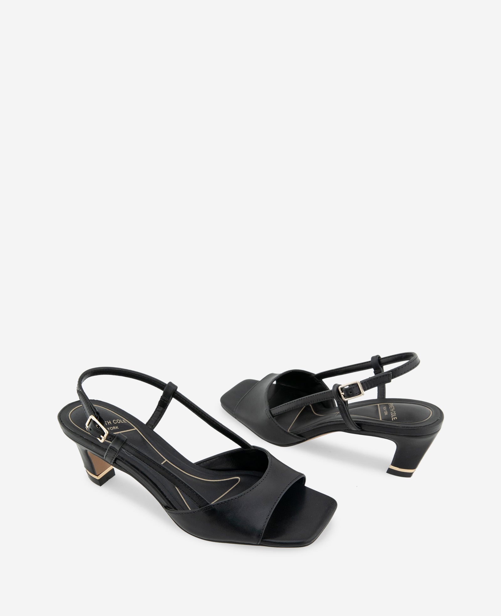 Kenneth Cole Reaction Shoes Anna Leather Open Toe Slingback Sandal nero pelle