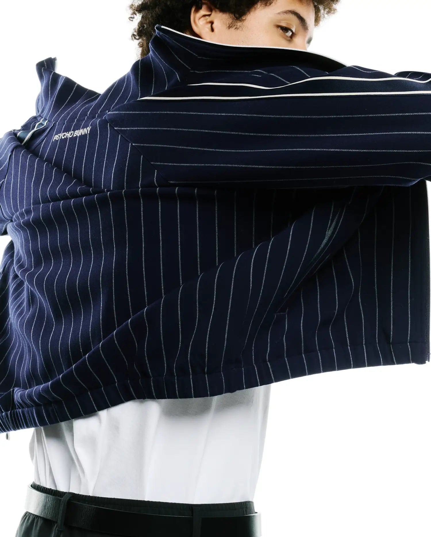Psycho Bunny Jackets Men's Harland Pinstripe Track Jacket MT0500098 giacca blu regular fit