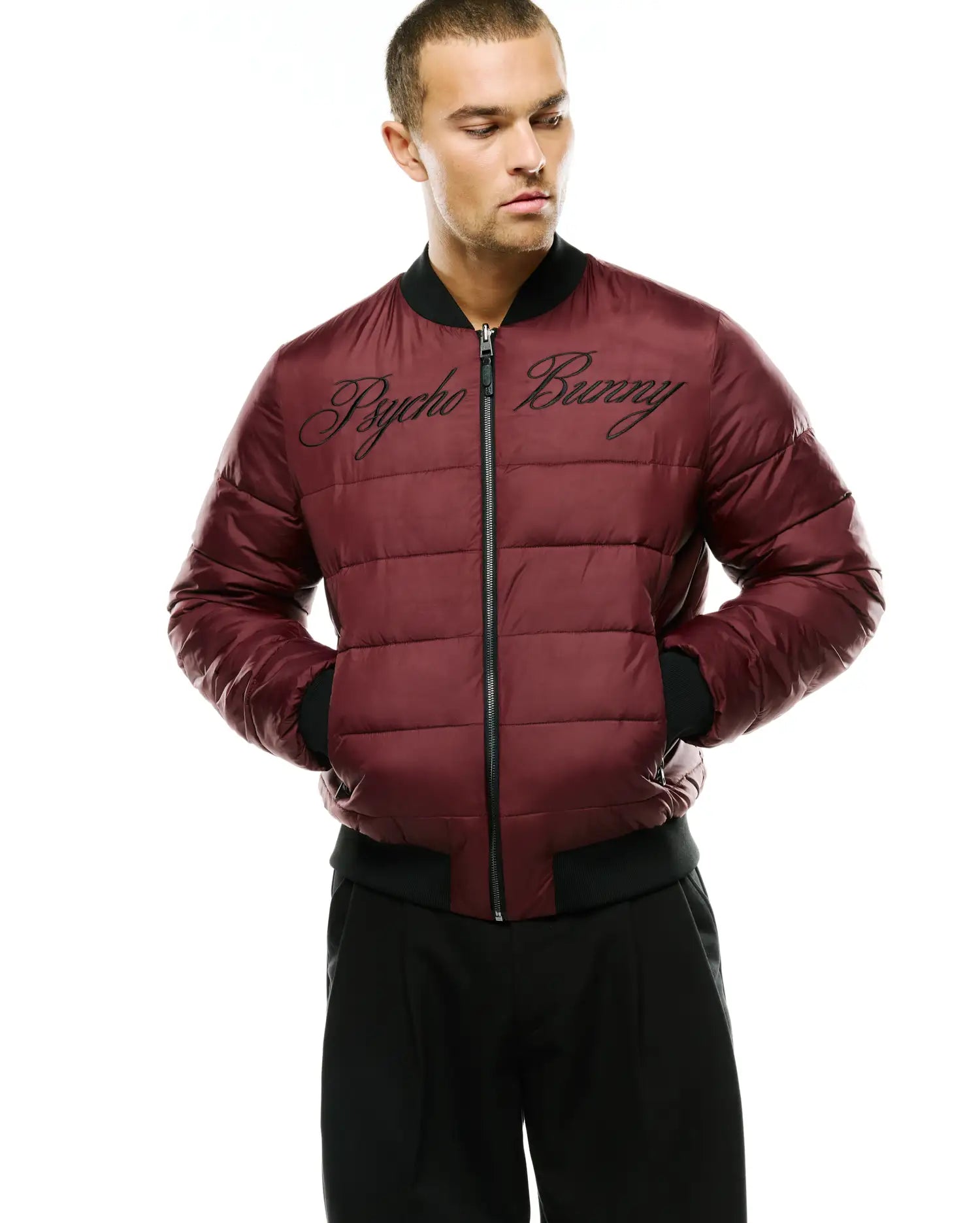 Psycho Bunny Jackets Men's Angus Reversible Bomber bomber nero reversibile