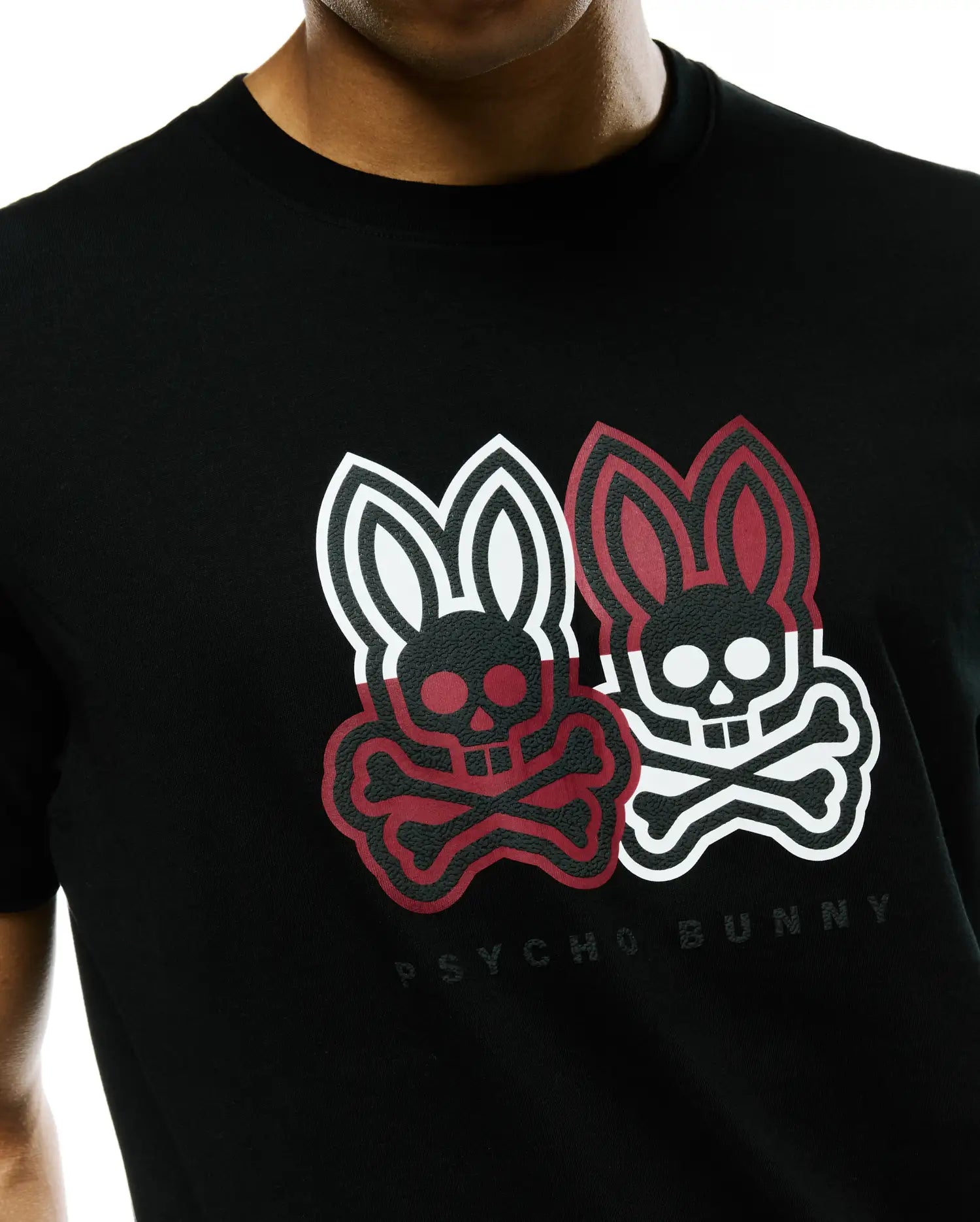 Psycho Bunny Men's Tees Ledger Graphic Tee T-shirt nera in cotone Pima