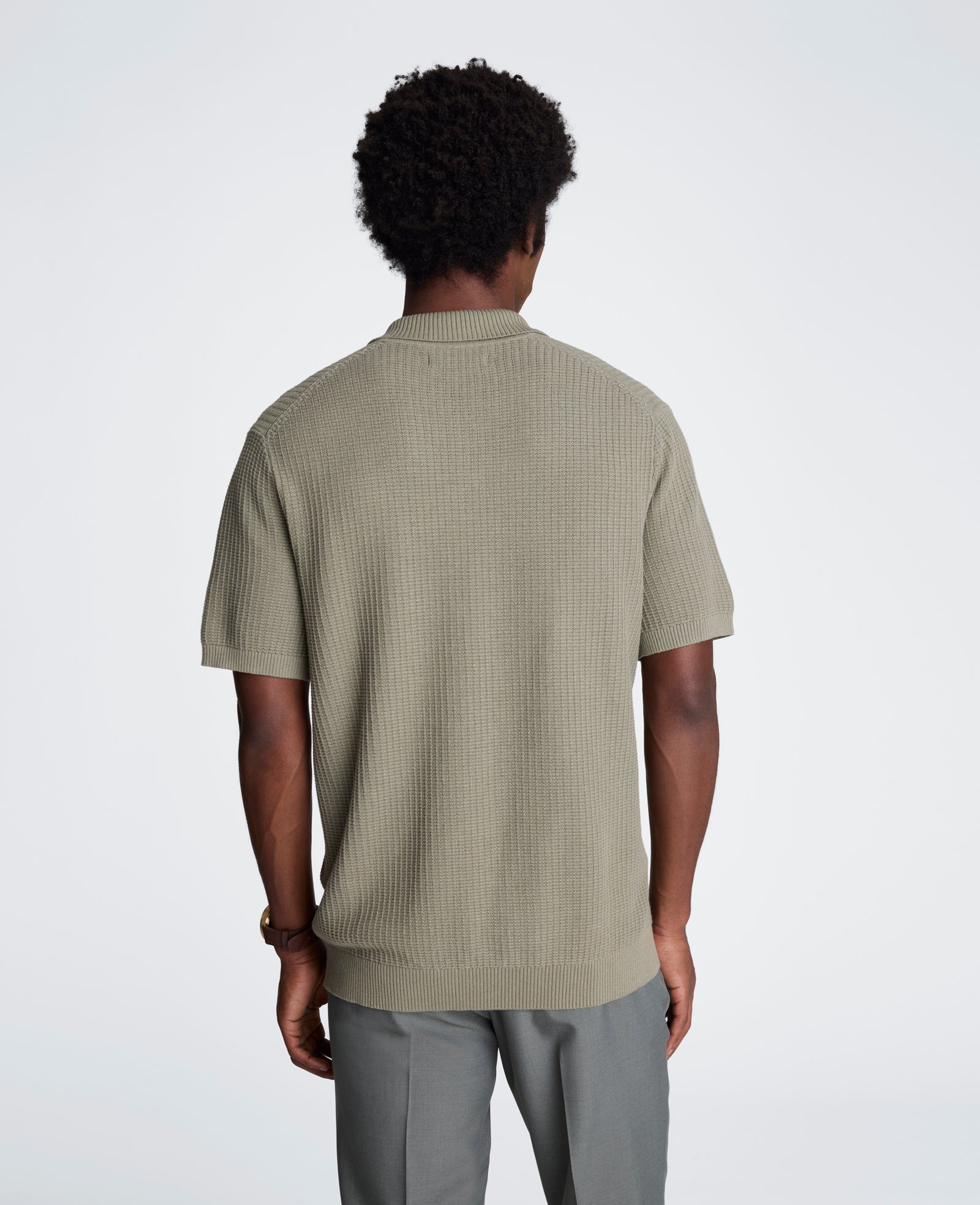 Kenneth Cole Reaction Clothing Sweater Polo polo in maglia verde salvia
