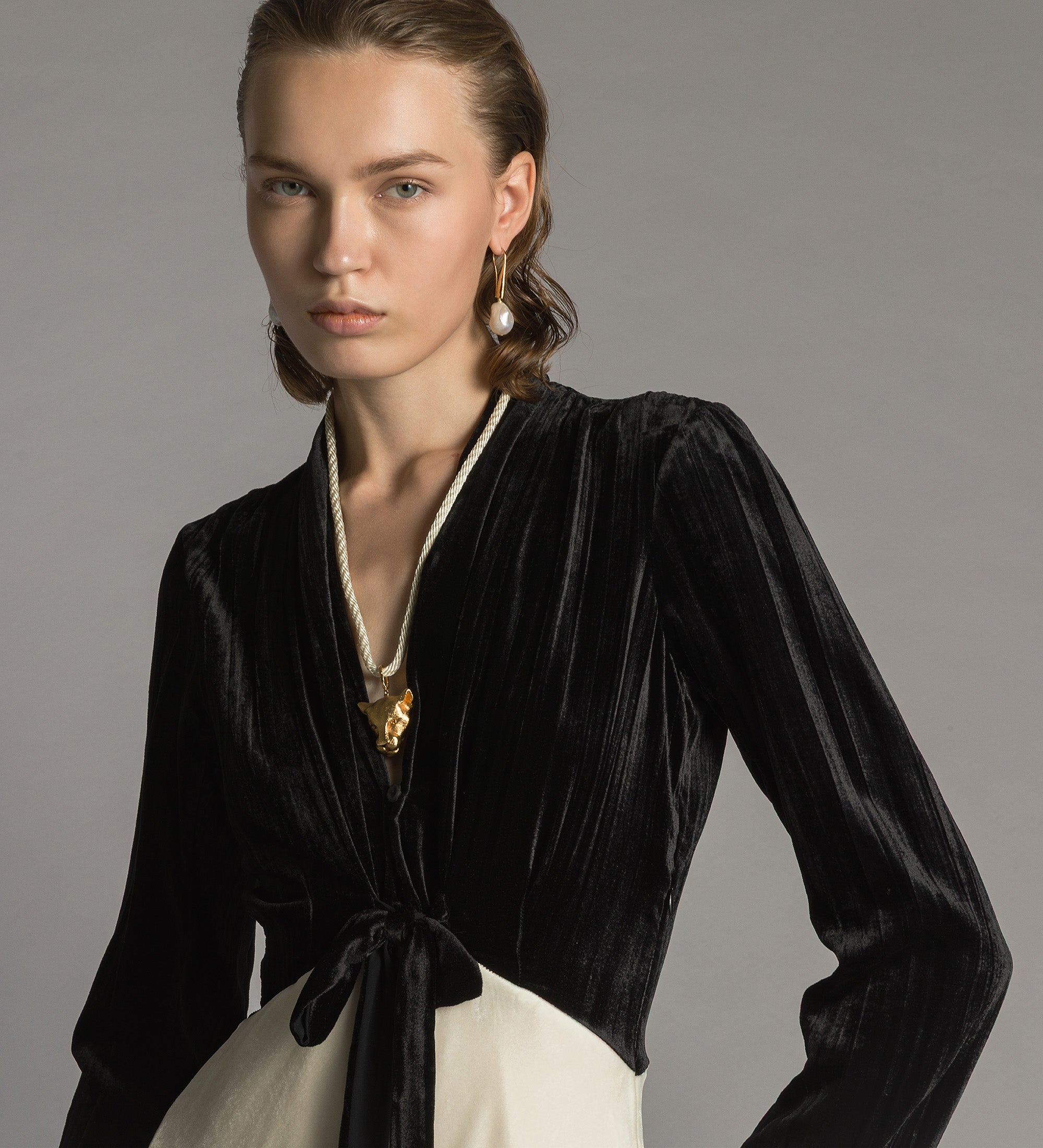 Forte abiti Velvet and Cupro Dress with Lace black abito lungo