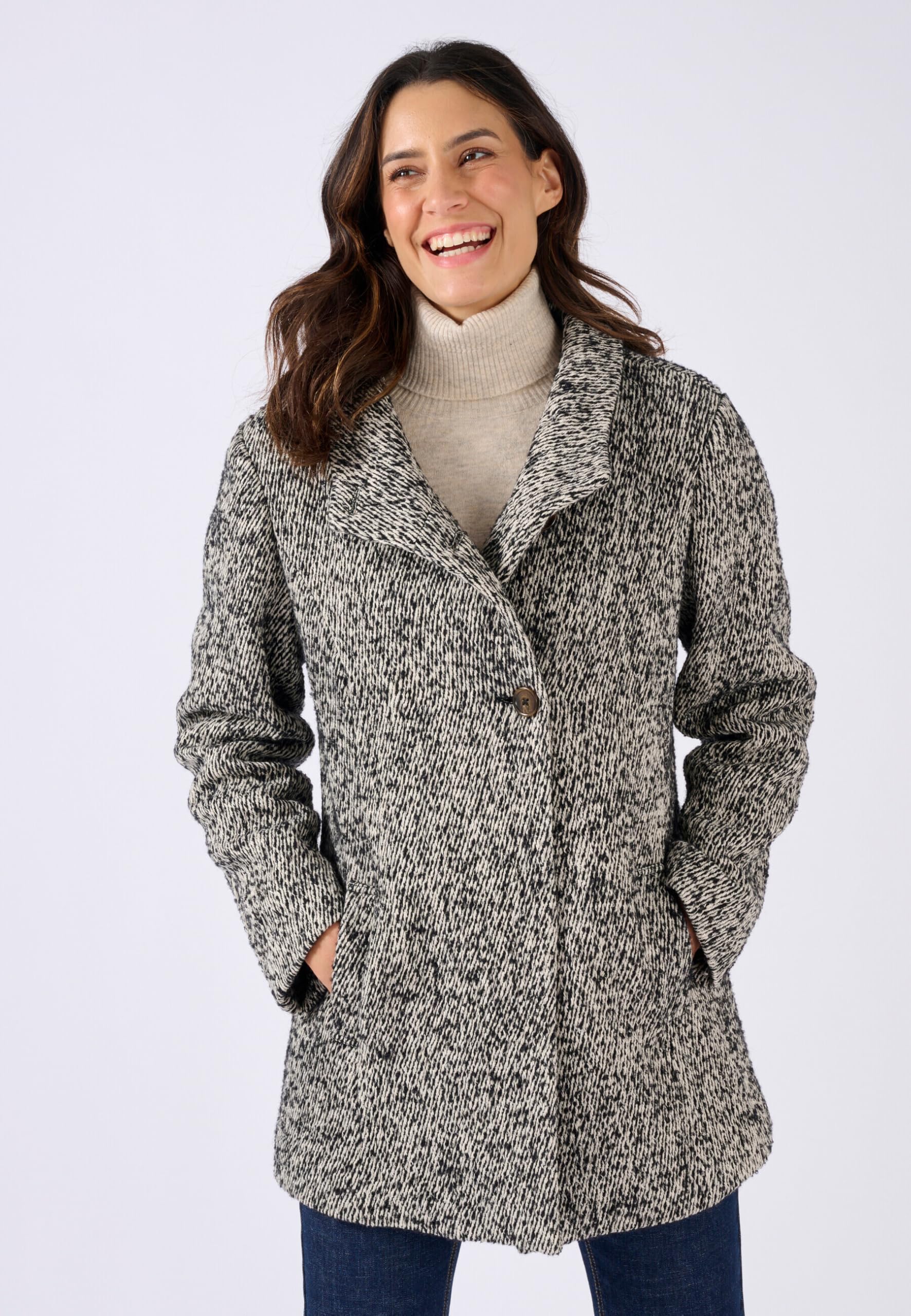 Damart Thermolactyl cappotto misto lana donna nero stampato 52