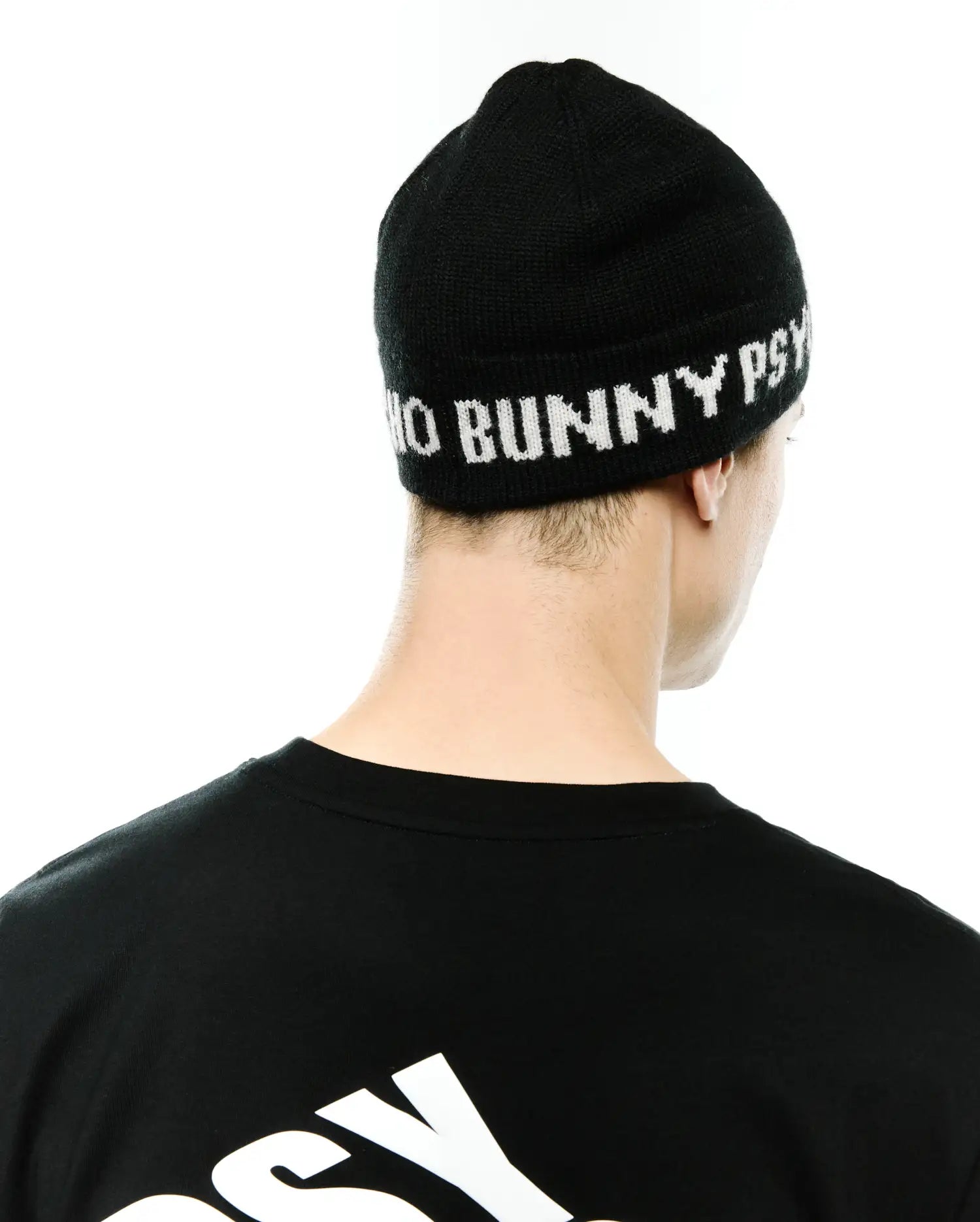Psycho Bunny Accessories Men's Eugene Merino Beanie berretto nero lana merino