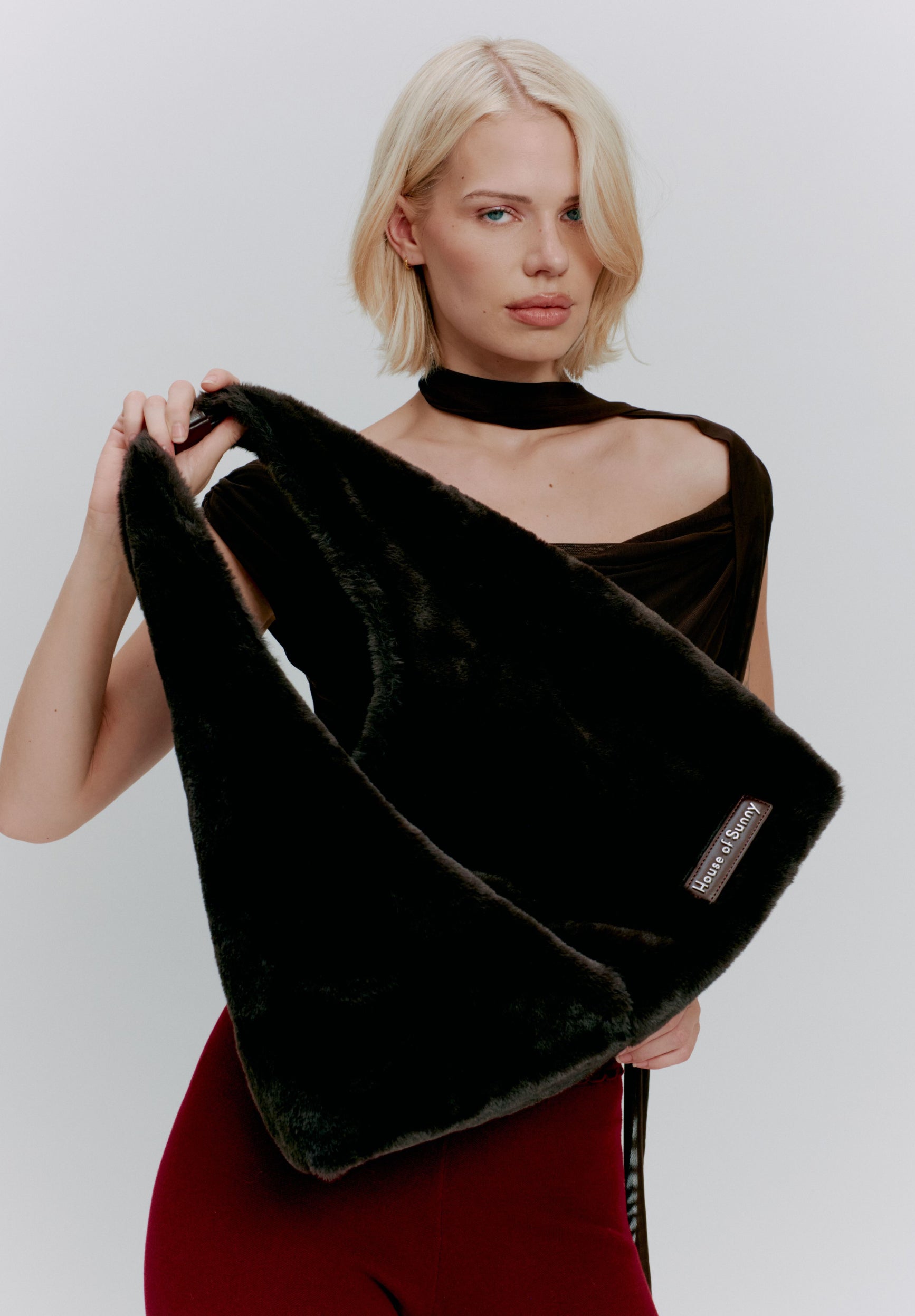 House Of Sunny Womens Bags Chocolate Fur Big Sling borsa marrone
