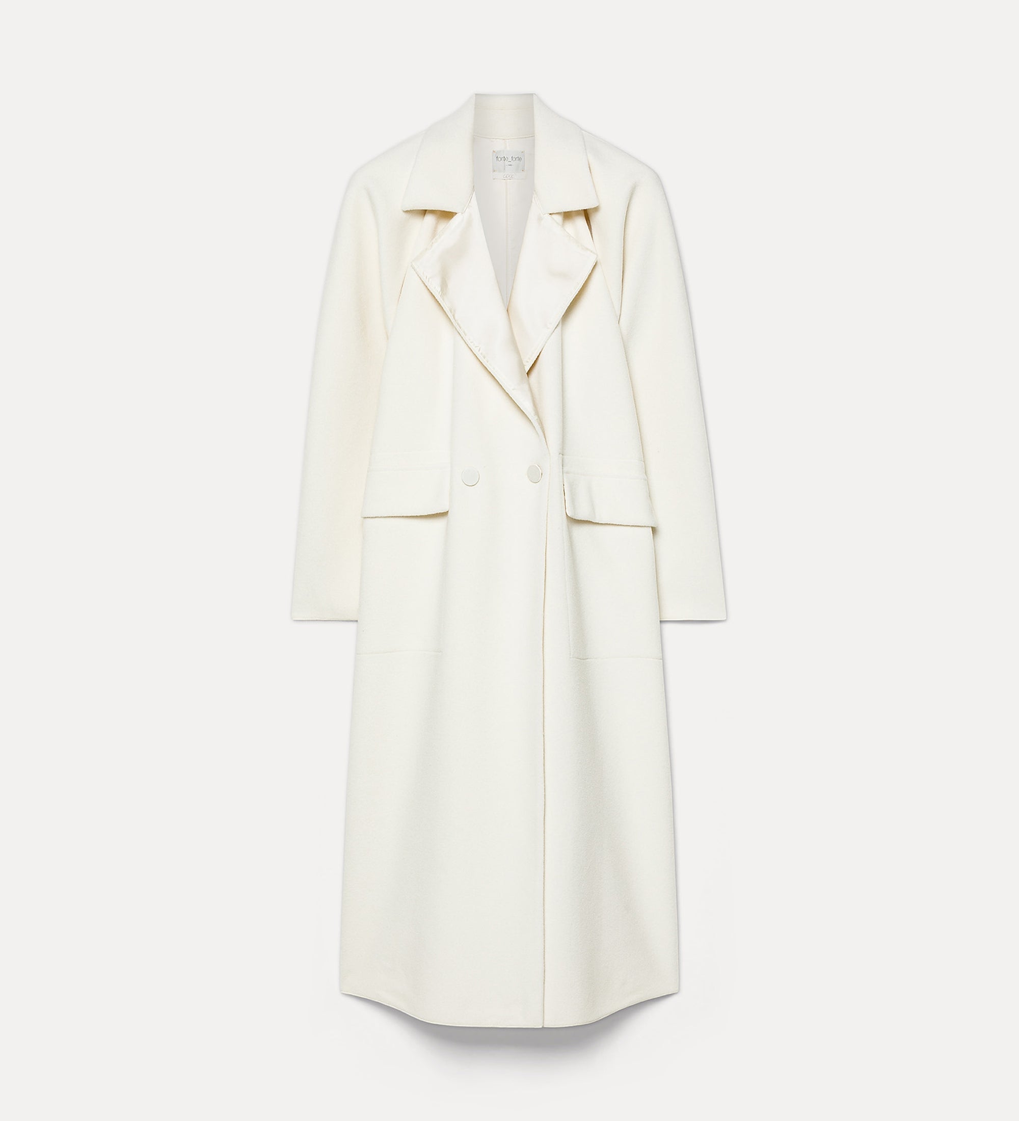 Forte capispalla e kimono long double-breasted cape-style coat cappotto bianco