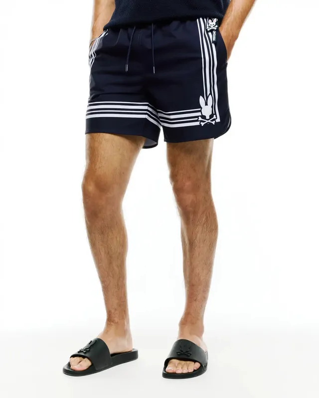 Psycho Bunny Men's Swimwear Davy Costume uomo blu 6 pollici in poliestere