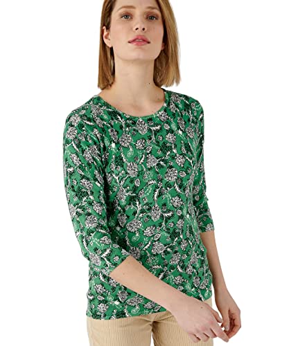 Damart Prêt-à-porter Maglione maglia fine maniche 3/4 verde floreale 40