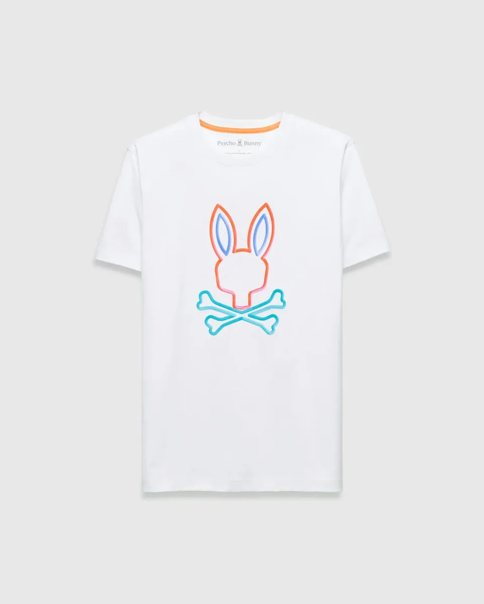 Psycho Bunny Men's Tees Dayton Graphic Tee maglietta bianca
