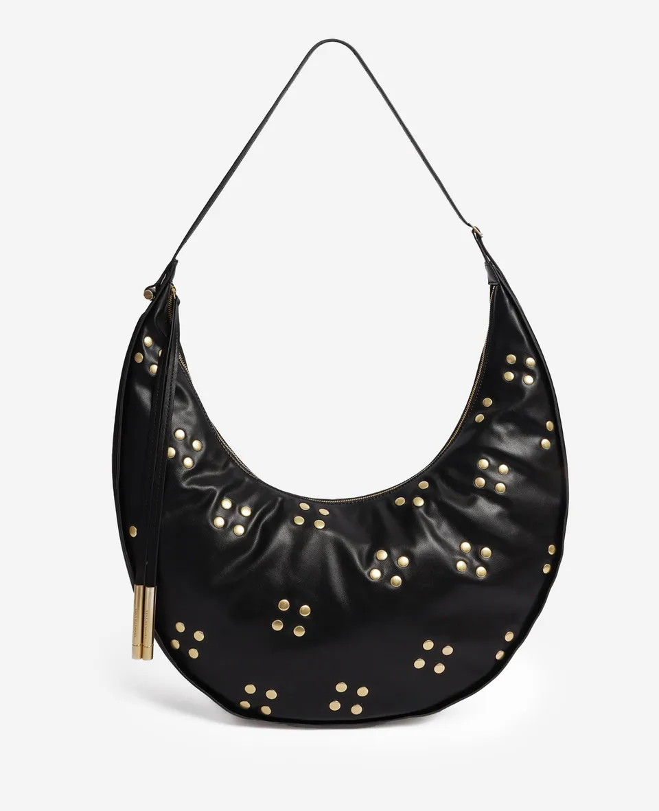 Kenneth Cole Reaction Bags Floral Stud Large Banana Hobo borsa nera