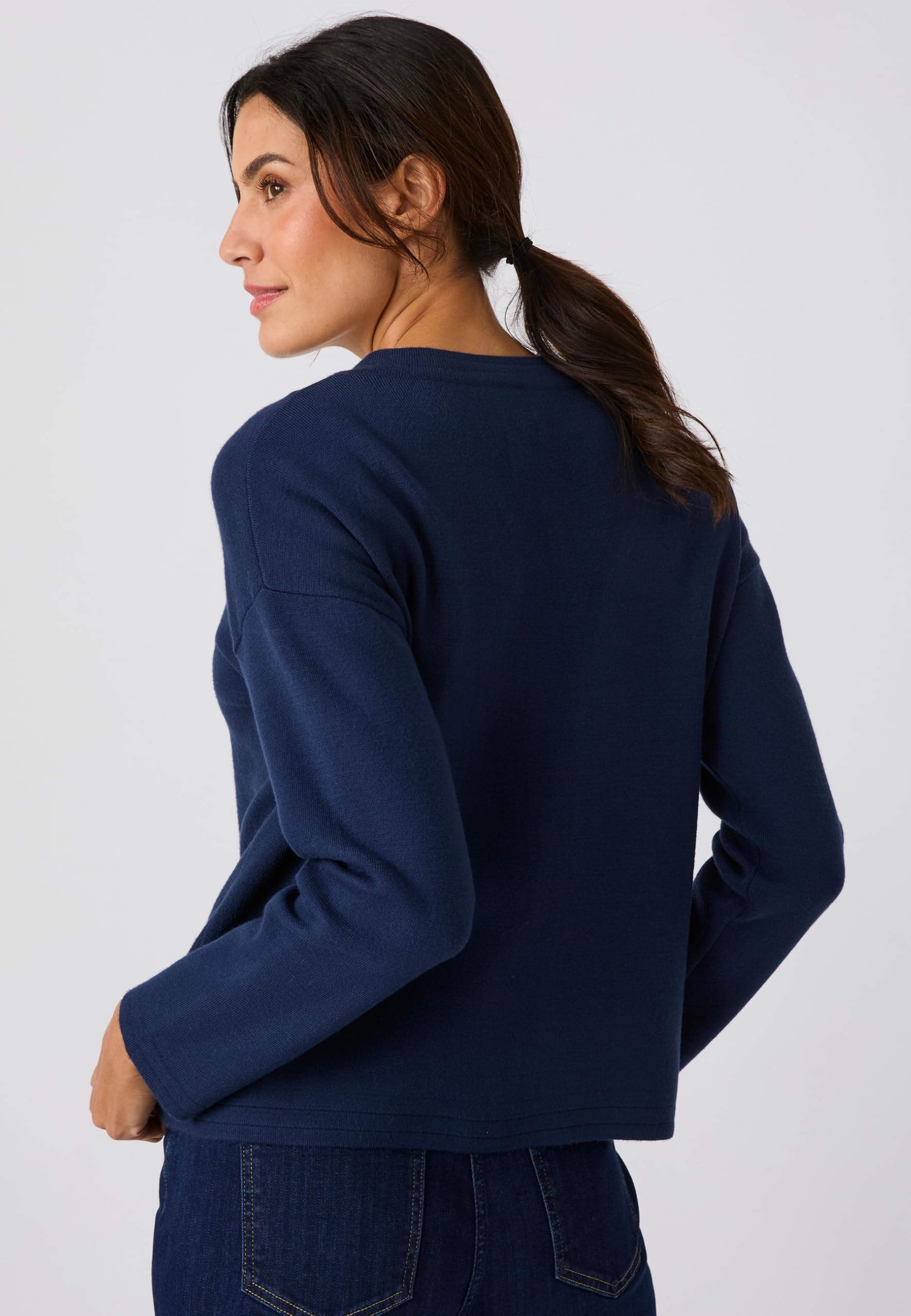Damart Prêt-à-porter Gilet da donna cardigan 38-40 blu marino con zip