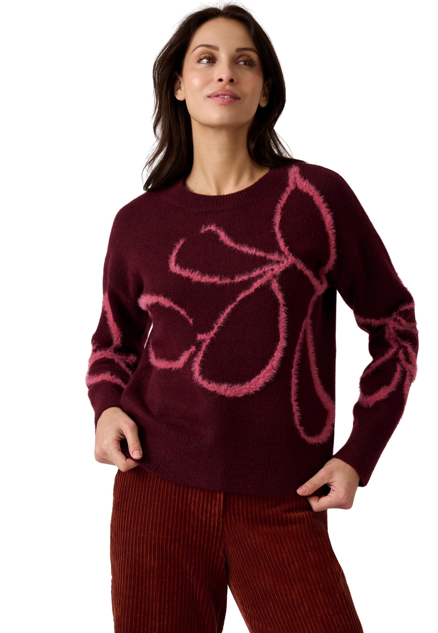 Damart Prêt-à-porter maglione donna motivo vegetale girocollo