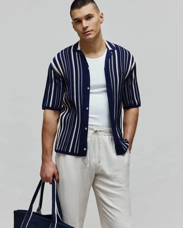 Psycho Bunny Men's Shirts Cliff Shirt camicia Evening Blue in cotone